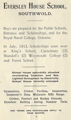 Eversley School advertisement 1915