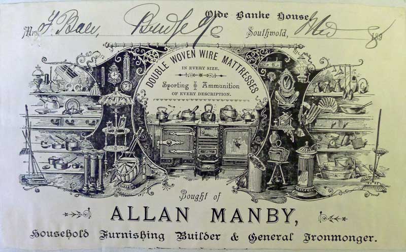 Allan Manby bill head dated 1898