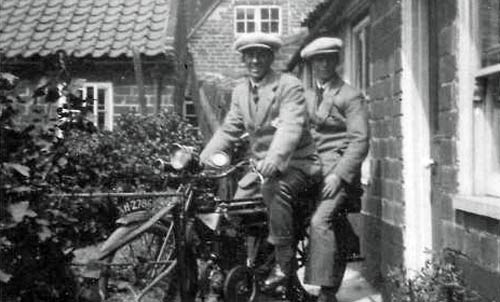 The May Brothers on a Douglas Motorcycle